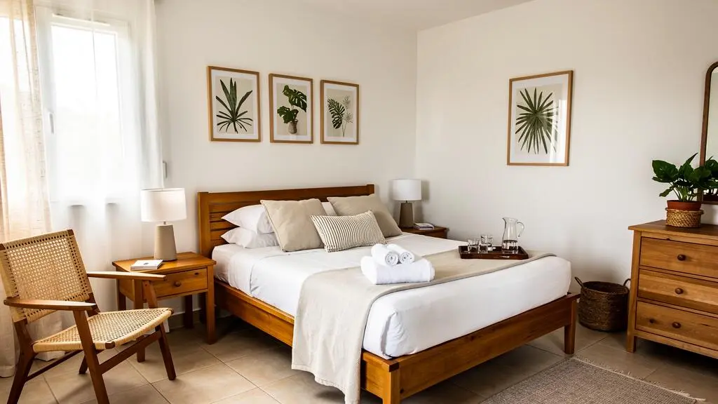Chambre aménagée d'une villa de location saisonnière à La Réunion